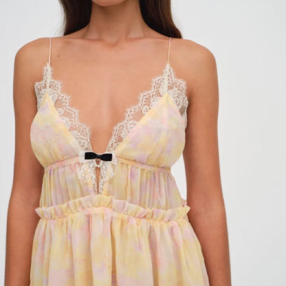 $198 NWT For Love And Lemons “Elita” Floral Mini Dress Sz Small - Picture 2 of 11